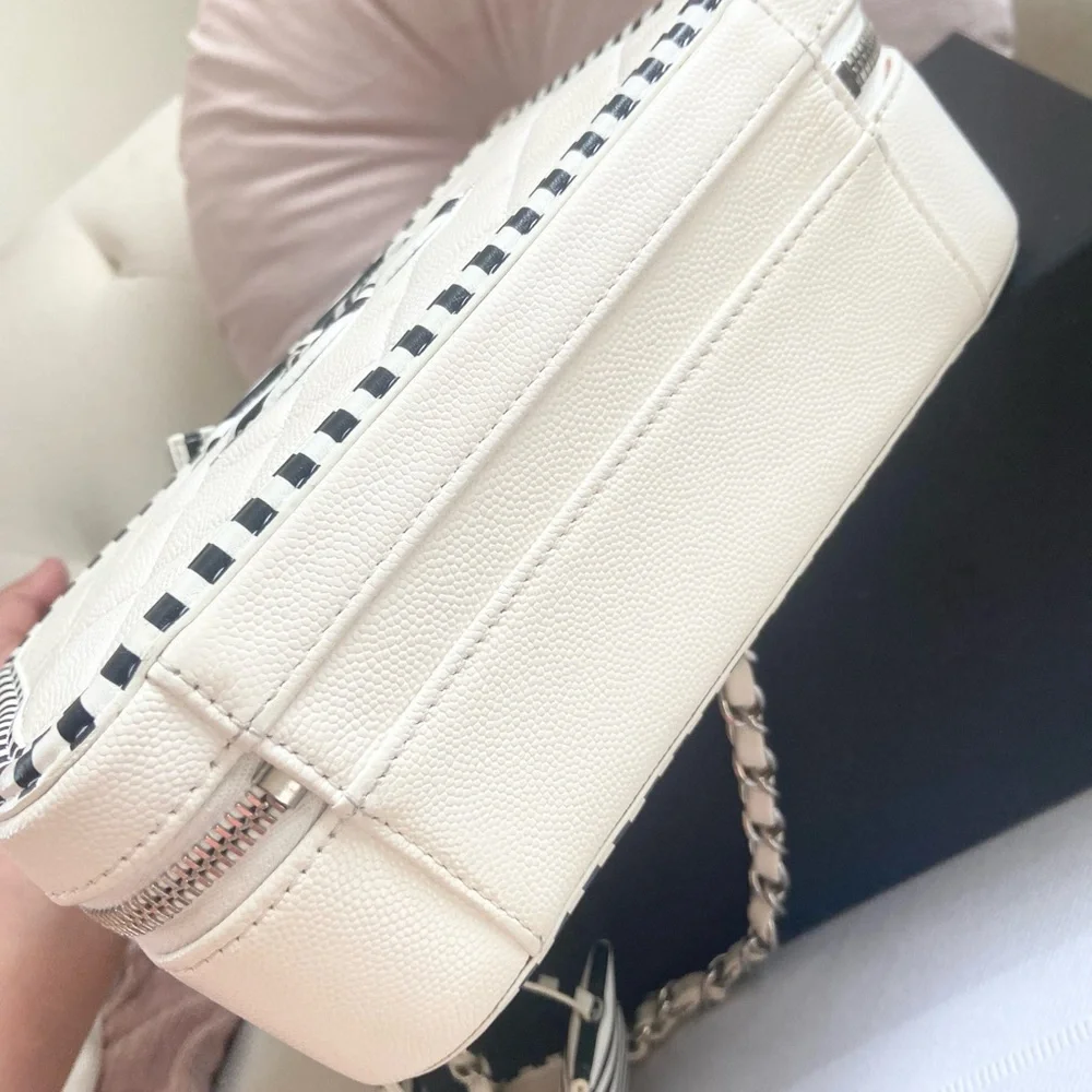 Chanel Vanity Quilted Caviar with Striped Leather - Picture 6 of 11